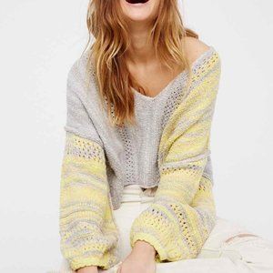 FREE PEOPLE AMETHYST KNIT BOHO OVER SIZE SWEATER SZ S